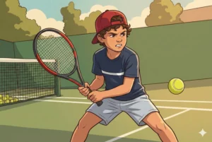 Young player playing attack ball