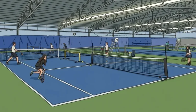 group of juniors playing tennis