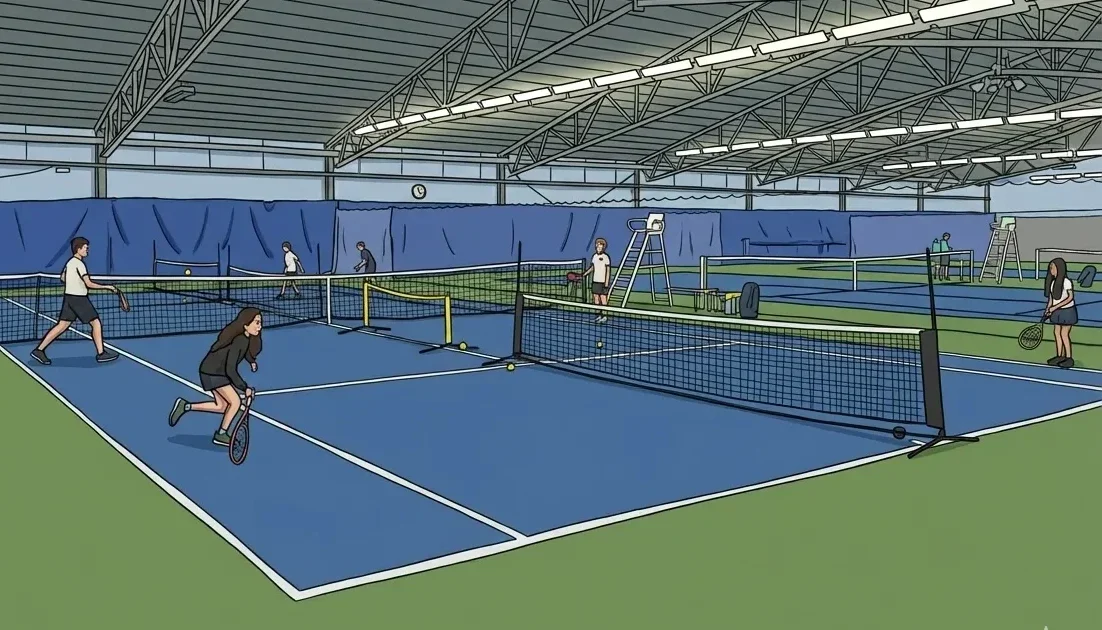 group of juniors playing tennis